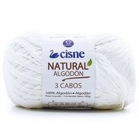 Fio Cisne Natural Algodón 3 Cabos 100g - 100% Algodão Branco