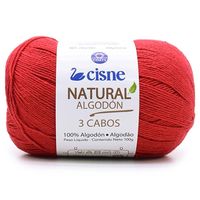 Fio Cisne Natural Algodón 3 Cabos 100g - 100% Algodão 0046 vermelho