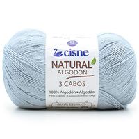 Fio Cisne Natural Algodón 3 Cabos 100g - 100% Algodão 0015 azul claro