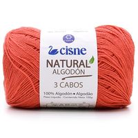 Fio Cisne Natural Algodón 3 Cabos 100g - 100% Algodão 1098 laranja vibrante