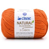 Fio Cisne Natural Algodón 3 Cabos 100g - 100% Algodão 0008 laranja