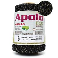 Barbante Apolo Brilho nº06 400g 8990 preto