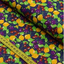 Tecido Estampado para Patchwork - Pomar : Mix de Frutas Fundo Marinho (0,50x1,40)