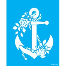 Stencil Opa 20 x 25 cm - Âncora e Rosas - 3352
