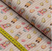 Tecido Estampado para Patchwork - Páscoa : Mini Coelhos Rosa (0,50x1,40)
