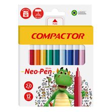 Caneta Hidrográfica Compactor Neo-Pen - 12 Cores