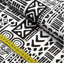 Tecido Estampado para Patchwork - África : Preto e Branco Patch (0,50x1,40)