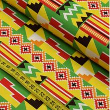 Tecido Estampado para Patchwork - África : Amarelo com Verde (0,50x1,40)