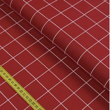 Tecido Estampado para Patchwork - Grid : Xadrez Branco Com Fundo Vermelho (0,50x1,40)