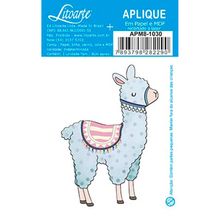 Aplique de MDF e Papel - Lhama Azul - APM8-1030