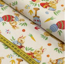 Tecido Estampado para Patchwork - Páscoa : Coelhos e Ovos (0,50x1,40)