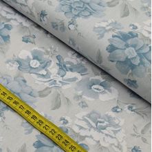 Tecido Estampado para Patchwork - Leveza : Rosas Grandes Azul (0,50x1,40)