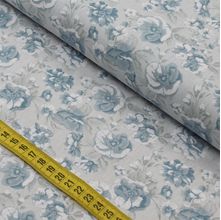 Tecido Estampado para Patchwork - Leveza : Rosas Médias Azul (0,50x1,40)