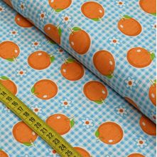 Tecido Estampado para Patchwork - Quitandinha : Laranja Xadrez (0,50x1,40)