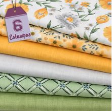 Kit de Tecido Night and Day Amarelo e Verde (50X150) 6 Estampas