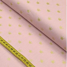 Tecido Estampado para Patchwork - Coroa Dourada Fundo Rose Cor 01 (0,50x1,40)