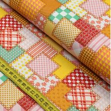 Tecido Estampado para Patchwork - Festa Junina : Patch Junino Fundo Rosa (0,50x1,40)