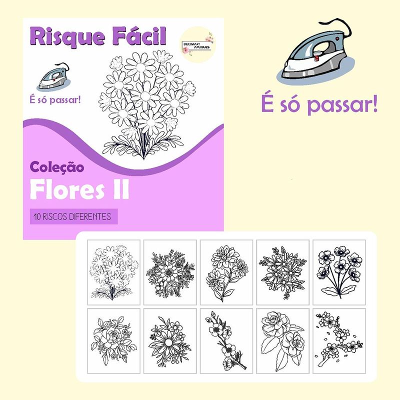 Apostila de Riscos e Desenhos Para Pintura em Tecido por Márcia Caires Vol  2 - Bazar Horizonte