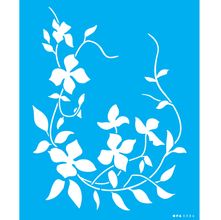 Stencil Opa 20 x 25 cm - Cantoneira Flores Clematites - 3386