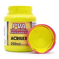 Tinta PVA Fosca para Artesanato 250ml - Acrilex 504 - amarelo limão