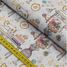 Tecido Estampado para Patchwork - Atelier : Atelier Azul Claro (0,50x1,40)