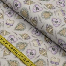 Tecido Estampado para Patchwork - Provence : Corações Lavanda (0,50x1,40)