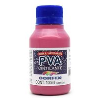 Tinta PVA Cintilante para Artesanato 100ml - Corfix 338 rosa escuro