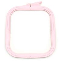 Bastidor Quadrado De Plástico Com Regulador Para Bordado Rosa - Nurge 14,5x16,5 cm