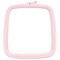 Bastidor Quadrado De Plástico Com Regulador Para Bordado Rosa - Nurge 25,0x28,0 cm