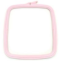 Bastidor Quadrado De Plástico Com Regulador Para Bordado Rosa - Nurge 25,0x28,0 cm