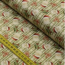 Tecido Estampado para Patchwork - Natal Encantado : Mini Rosto Noel Fundo Xadrez (0,50x1,40)