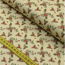 Tecido Estampado para Patchwork - Natal Encantado : Azevinhas Fundo Bege (0,50x1,40)