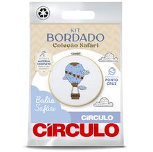 Kit Bordado Safári Círculo - Balão Safári