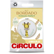 Kit Bordado Safári Círculo - Girafa Gigi