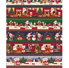 Tecido Estampado para Patchwork - Natal : Barrado Família Noel 2665 (0,50x1,50)