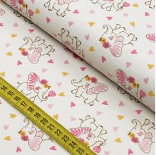 Tecido Flanela Estampada - Elefante Rosa (0,50x0,78)