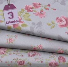 Kit de Tecido Millyta La Vie En Rose Cinza (50x150) 3 Estampas