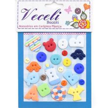 Botão Feito a Mão Veceli - Bebê Azul