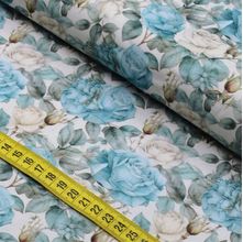 Tecido Estampado Para Patchwork - Florais Vintage : Blue 02 (0,50x1,50)