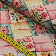 Tecido Estampado Para Patchwork - Costura Retrô : Quilt Diagonal (0,50x1,50)