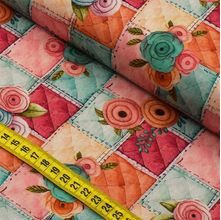 Tecido Estampado Para Patchwork - Costura Retrô : Quilt e Flor (0,50x1,50)