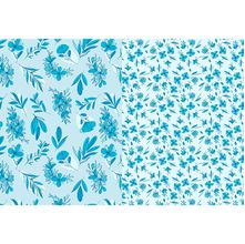 Tecido Tricoline Meio a Meio By Amanda Ansaldo : Floral Azul (0,50X1,40)