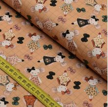 Tecido Estampado para Patchwork - Antique : Ratinhos e Laços (0,50x1,40)