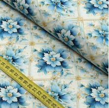 Tecido Estampado Para Patchwork - Devaneio Floral Azul 4 (0,50x1,50)