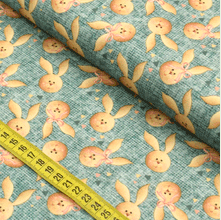 Tecido Estampado para Patchwork - Páscoa : Rostos Coelhos Fundo Jeans (0,50x1,40)