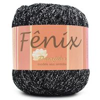 Linha Fênix 100g - Viscose com Fio Metálico 2030 - preto/lurex prata