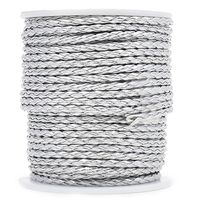 Cordão de Courino Trançado 3mm - 20 metros 065 prata