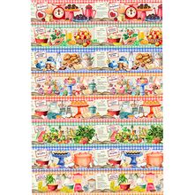 Tecido Estampado para Patchwork - Vamos Cozinhar : Barrados com Receitas de Faixa (0,50X1,40)