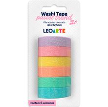 Fita Adesiva Decorada Washi Tape Pastel Trend Glitter - Leoarte