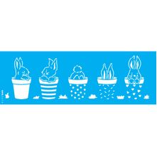 Stencil Opa 10 x 30 cm - Coelhos em Vasos - 3478